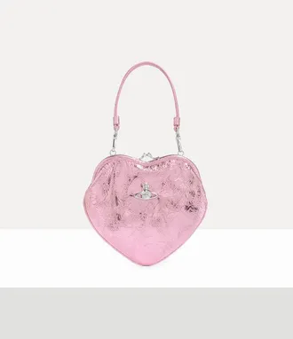 Vivienne Westwood Belle Heart Frame Purse Metallic Crinkle Light-pink One Size Women