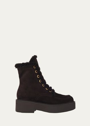 Gianvito Rossi 20mm Shearling-Lined Suede Combat Boots