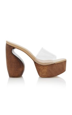 Cult Gaia Mama Wooden PVC Platform Sandals - Clear - IT 39 - Moda Operandi