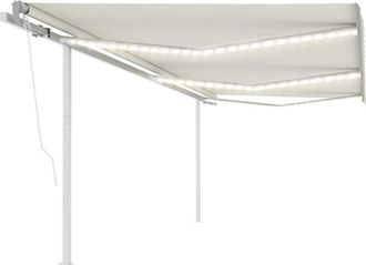vidaXL Toldo Autom&aacute;tico Con Led Sensor De Viento Crema 6x3 M Vidaxl