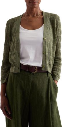 Seasalt Cornwall Sweet Day Pointelle Organic Cotton Cardigan in Avocado at Nordstrom, Size 14
