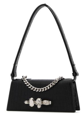 Alexander McQueen Womens Black Leather Mini Jewelled Shoulder Bag Blacksilver Borse A Mano
