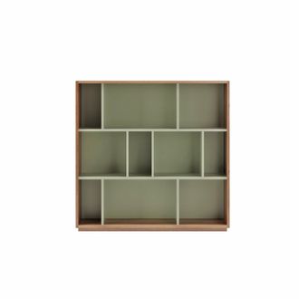 HERDASA Estanter&iacute;a Librer&iacute;a, Colecci&oacute;n Nack, Con 3 Niveles De Altura En Melamina Color Nogal-verde