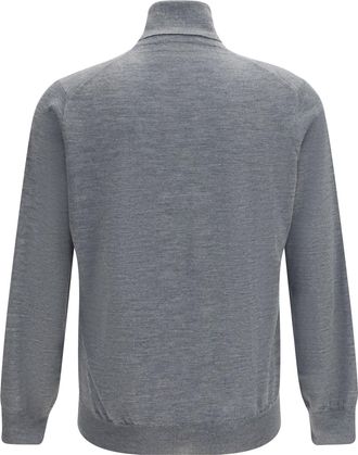 Brunello Cucinelli Mens Wool Turtleneck Sweater Piombo+grigio Chiaro