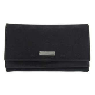 Gucci Black Gg Canvas Long Wallet (Bi-Fold) (Pre-Owned)