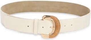 Nordstrom Rack Rattan Buckle Faux Suede Belt in Ivory Pristine at Nordstrom Rack, Size X-Small
