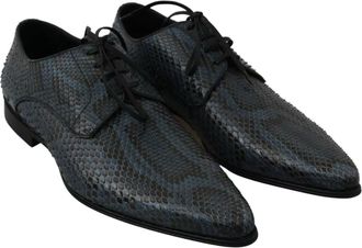Dolce & Gabbana Mens Blue Python Leather Snakeskin Shoes