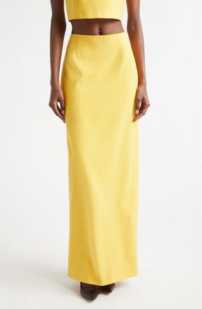 Carolina Herrera Stretch Virgin Wool Column Skirt in Daffodil at Nordstrom, Size 16