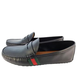 Gucci Web Accent Leather Loafers Black 566294-BTRE0-1060