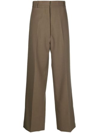 Quira pressed-crease wool tailored trousers - women - Wool/Cotton - 42 - Brown