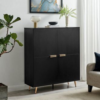 Furniturebox Ivala Black & Copper Effect Sideboard | Size: Large