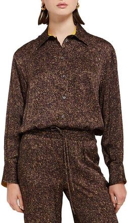 ottod'Ame Printed Viscose Shirt in Brown at Nordstrom, Size 48 It