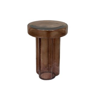 Moloo Mesita auxiliar de 37 cm de cristal ahumado