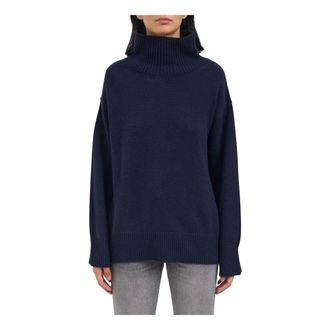 Soft Goat Jersey de cuello alto estilo boyfriend - Knitwear - Mujer - Azul - S