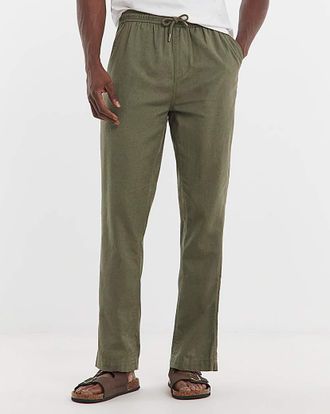 Jacamo Linen Blend Elasticated Straight Trouser