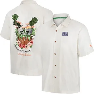 Tommy Bahama Mens Tommy Bahama White New York Giants Coconut Matchup Camp Throwback Button-Up Shirt at Nordstrom, Size Large