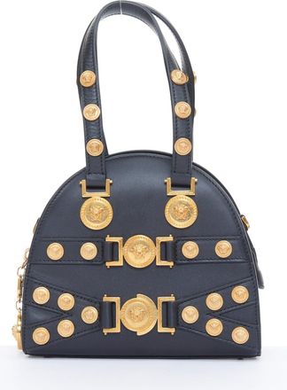 Versace 2018 Tribute Black Leather Medallion Bag