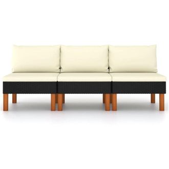 vidaXL Poltrone Centrali 3 pz Polyrattan e Legno Massello di Eucalipto - Vidaxl