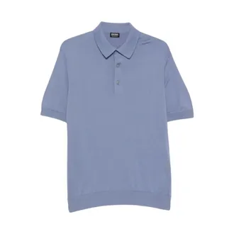 Ermenegildo Zegna Tops, Heren, Blauw, M, Katoen, Korte Mouw Polo