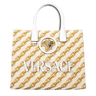 Versace Beige Fabric Womens Handbag