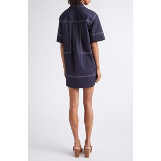 Veronica Beard Phelix Poplin Shift Minidress in Navy at Nordstrom, Size 12