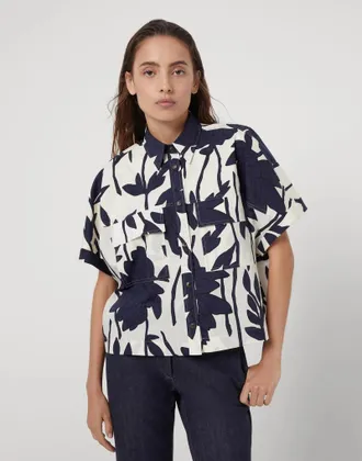 Brunello Cucinelli Bicolor Cotton Pattern Womens Shirt