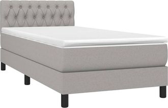 vidaXL Vidaxl - Cama Box Spring Colch&oacute;n Y Luces Led Tela Gris Claro 100x200 Cm