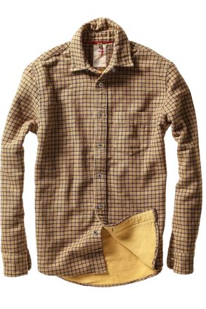Relwen Mens Chamois-Lined Flannel Shirt In Gold Tweed Guncheck