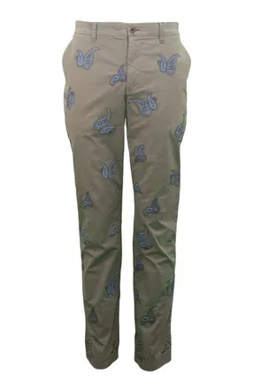 Lords of Harlech Charles Stretch Twill Flat Front Pant in Paisley Moss at Nordstrom, Size 3232
