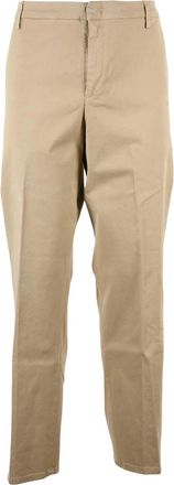 Dondup Beige James Straight-Leg Stretch Cotton Trousers