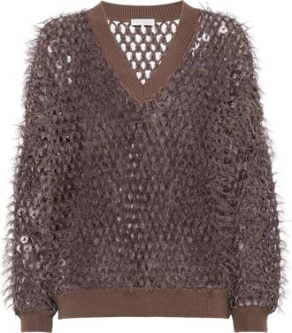 Brunello Cucinelli brushed sweater - women - Cotton - S - Brown