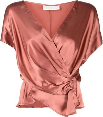 Michelle Mason open-neck top - women - Silk - 0 - Brown