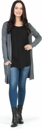 Papillon Soft Textured Cardigan With Pockets In Grey
