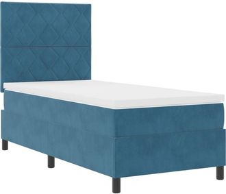 vidaXL Vidaxl - Box Spring Bed with Mattress Dark blue 100 x 200 cm Velvet