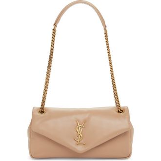 Saint Laurent Calypso Lambskin Leather Shoulder Bag in Dark Toffee at Nordstrom