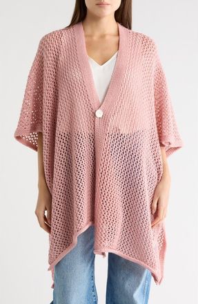 Vince Camuto Open Knit Button Front Ruana in Zephyr at Nordstrom Rack