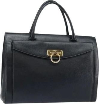 Ferragamo Pre-owned Handbags, female, Black, Size: ONE SIZE Pre-owned Leather Handbag