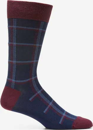 Cole Haan Mens Plaid Dress Crew Socks - Blue
