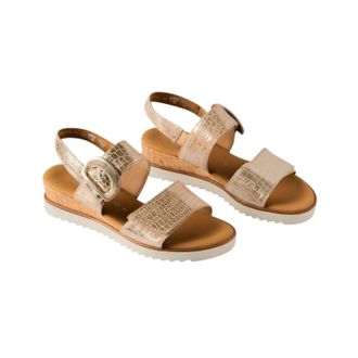 Gabor Womens Wedge Slingback Sandal In Platino Gold