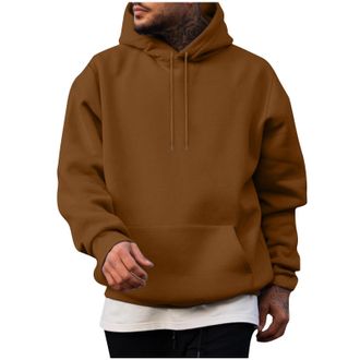 Generic Yolimok Classic Hoodies for Men, Drawstring Hooded Collar Plain Color Mens Hoodies Fleece Sweatshirts with Pocket Ribbed Cuff Long Sleeve Sweatshirts 