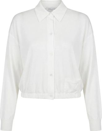 Roberto Collina Camicia in mobido jersey di cotone con elastico in vita - Dames - Overhemden - Wit - M - Katoen - Overhemden