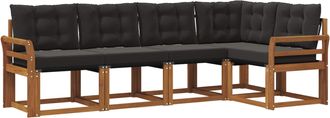 vidaXL Conjunto De Sof&aacute;s De Exterior 5 Uds. Natural Y Negro Vidaxl