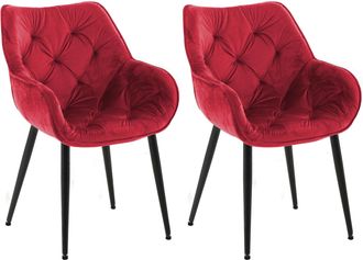 Clp Clp - Set De 2 Sillas De Comedor Tanna En Terciopelo Rojo