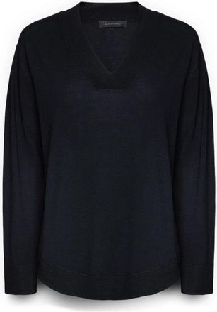 Elena Miro Gemengde Viscose Top met V-hals - Dames - V-hals truien - Blauw - S - Polyester - Truien & Vesten