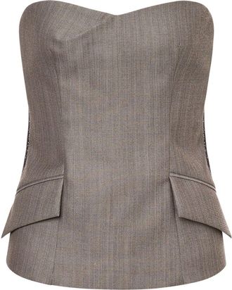 Alberta Ferretti wool tweed bustier top - women - Viscose/Virgin Wool/Acetate - 40 - Grey