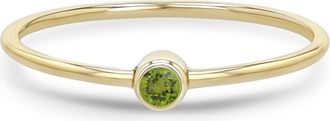 Zo&euml; Chicco 14K Gold Bezel Birthstone Stacking Ring in Yellow Gold/Peridot at Nordstrom, Size 6