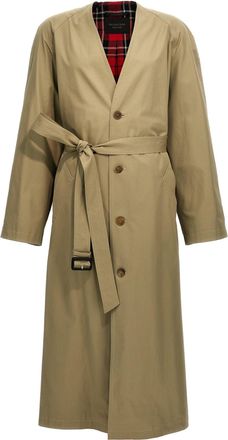 Balenciaga Check Lining Oversize Trench Coat Trench E Impermeabili Beige-Donna