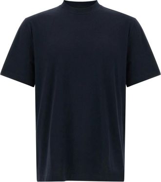 Brioni Crewneck Katoenen T-shirt - Heren - T-shirts - Blauw - L - Katoen - Tops