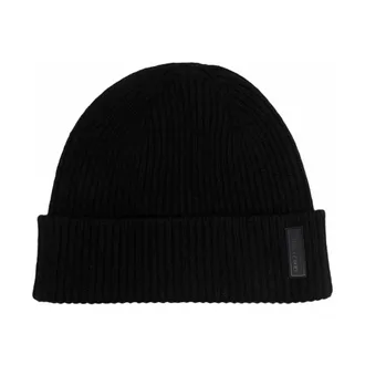 Giorgio Armani Accessoires, Heren, Zwart, M, Kasjmier, Zwarte Cashmere Chunky Gebreide Muts