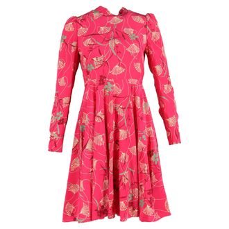 Valentino Valentino Garavani jurk van bedrukte cr&ecirc;pe de Chine in roze zijde